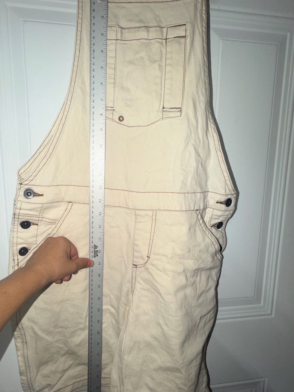 Cream Cotton Utility Short Overalls Romper